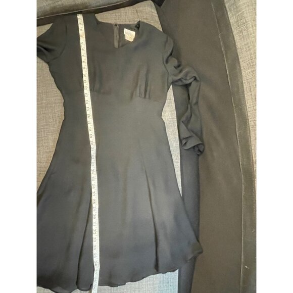 Moda Intl Womens Black Long Sleeve Dress Size 4 Sheer Sleeves Floral Hem Elegant - Picture 10 of 11